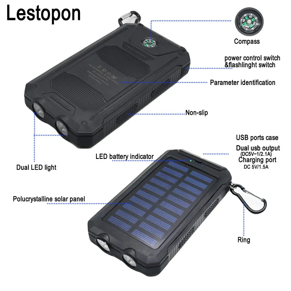 batterie externe solaire étanche 20 000 mAh